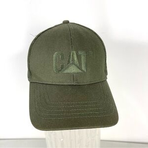 NEW CAT Caterpillar Raised Logo Trucker Hat Olive Green Unisex Baseball Cap OS